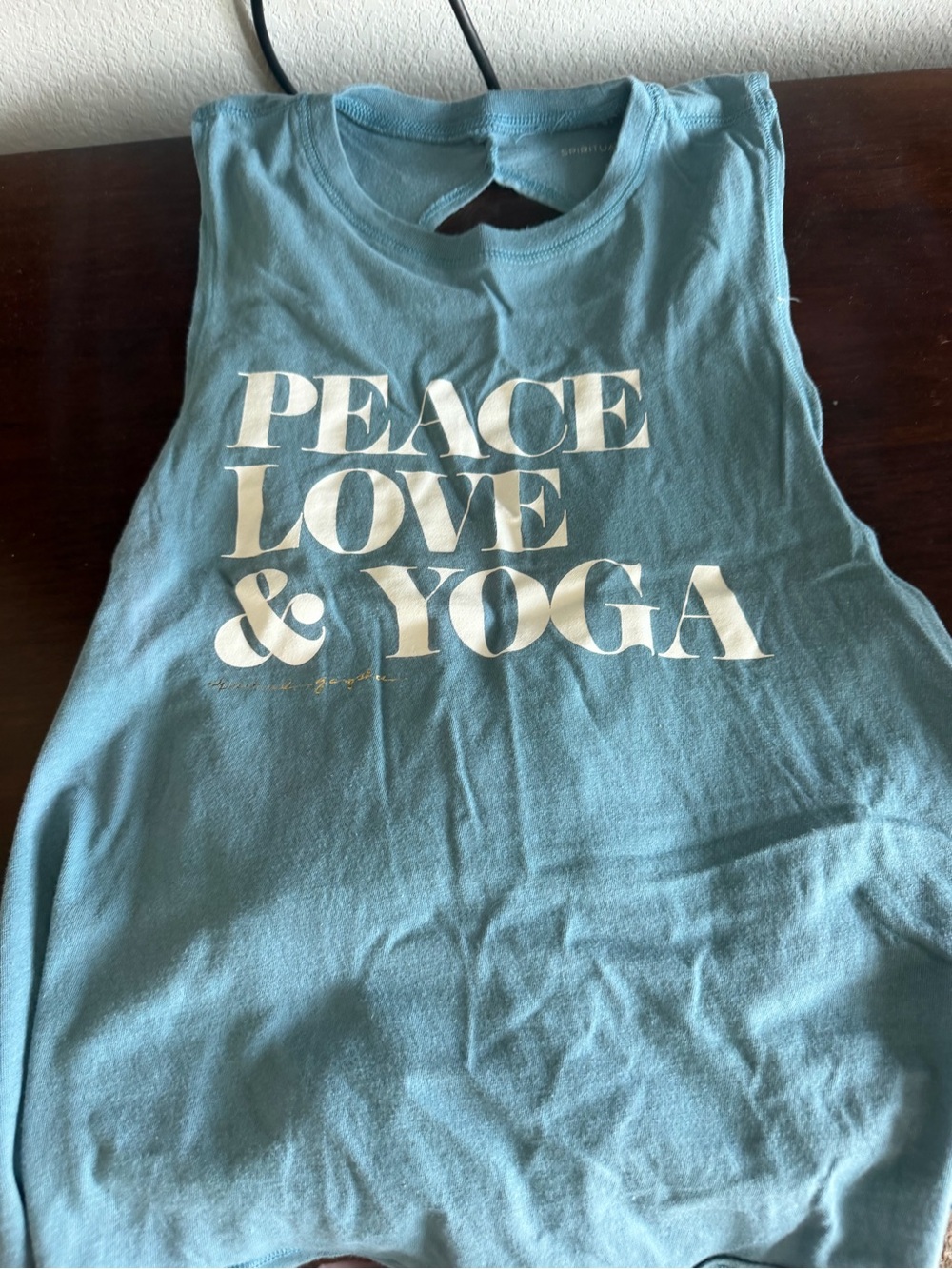 Spiritual Gangster Blue 'Peace Love & Yoga' Graphic Muscle Tank